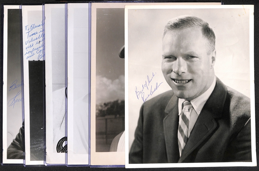 HOF Baseball Signed 8x10 Photo Lot of (6) - Ashburn, F. Robinson, Kaline, Spahn, Feller, Boudreau - w. PSA/DNA COAs
