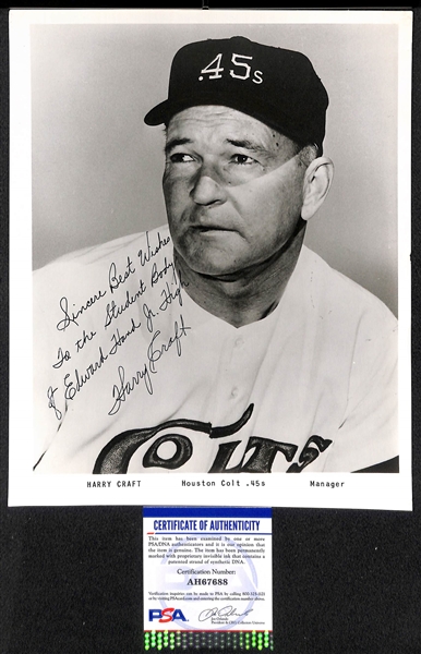 Baseball Signed Photo Lot (6) - C. Gehringer, Morgan, Chandler, MacPhail, Kiner, Craft - w. PSA/DNA COAs - Most are 8x10 