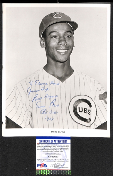 Baseball Signed 8x10 Photo Lot (8) - Cronin, Banks, Hubbell, Rigney, Minoso, Spahn, Adcock, Bob Kennedy - w. PSA/DNA COAs