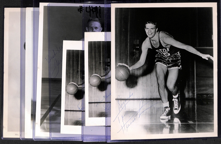 Basketball Signed Photo Lot - Heinsohn, (2) Cousey, Ramsey, Lucas, and Schayes  - w. PSA/DNA COAs