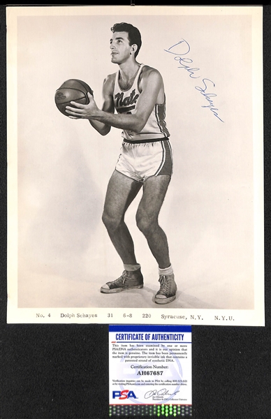 Basketball Signed Photo Lot - Heinsohn, (2) Cousey, Ramsey, Lucas, and Schayes  - w. PSA/DNA COAs