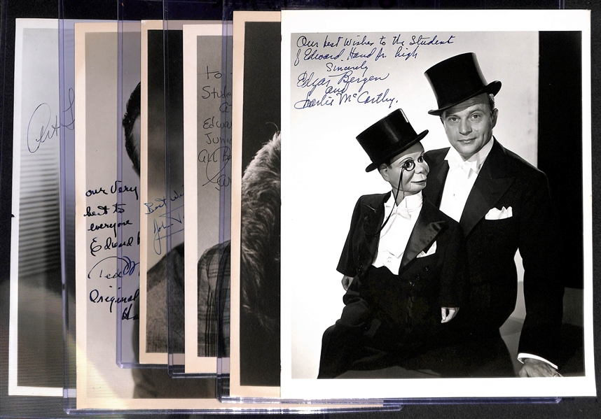 Radio/TV Signed Photo Lot (6) - Edgar Bergen (Charlie McCarthy), Perry Como, Garry Moore, John Charles Daly, Ted Mack, Art Linkletter- w. PSA/DNA COAs