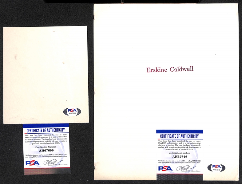 Writer/Publisher Signed Photo Lot - Carl Sandburg (d. 1967 - 3x Pulitzer Winner), Erskine Caldwell (d. 1987 -  Tobacco Road) w. PSA/DNA COAs