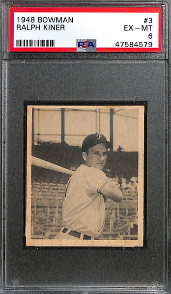 1948 Bowman Ralph Kiner Rookie #3 Graded PSA 6