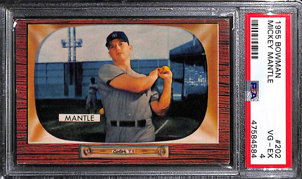 1955 Bowman Mickey Mantle #202 Graded PSA 4