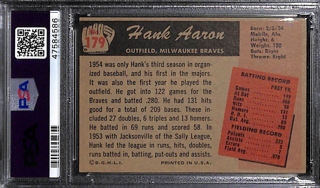 1955 Bowman Hank Aaron #179 Graded PSA 5