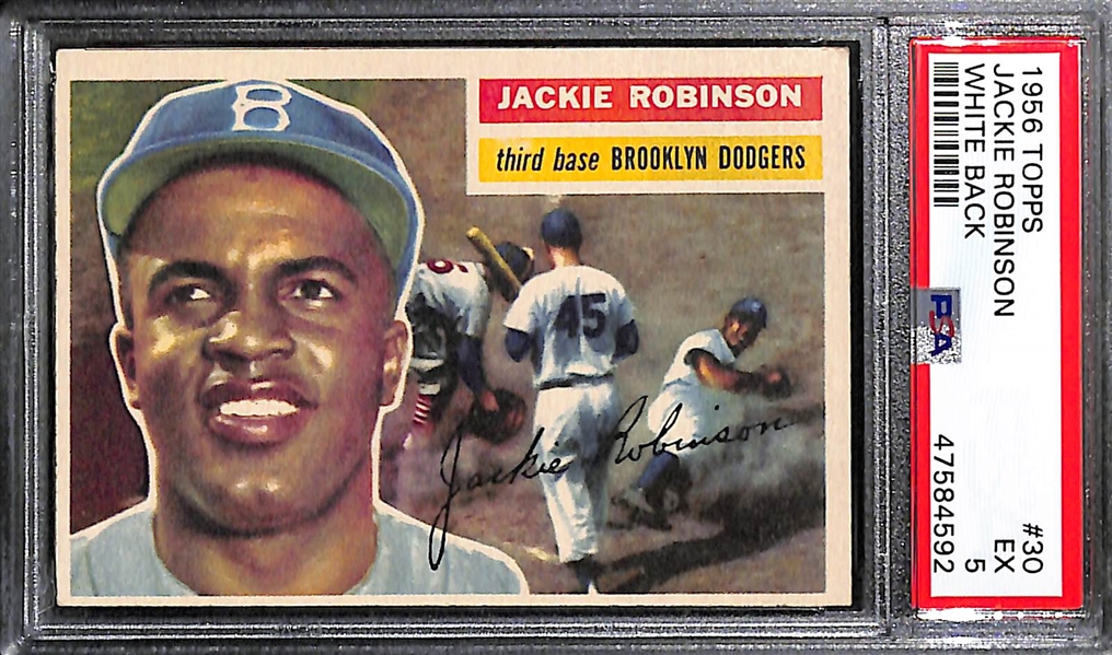 1956 Topps Jackie Robinson #30 White Back Graded PSA 5