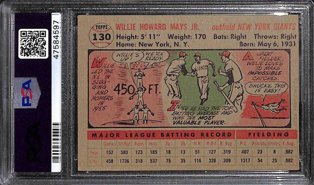 1956 Topps Willie Mays #130 Gray Back Graded PSA 4
