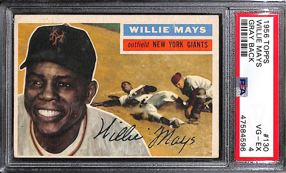 1956 Topps Willie Mays #130 Gray Back Graded PSA 4