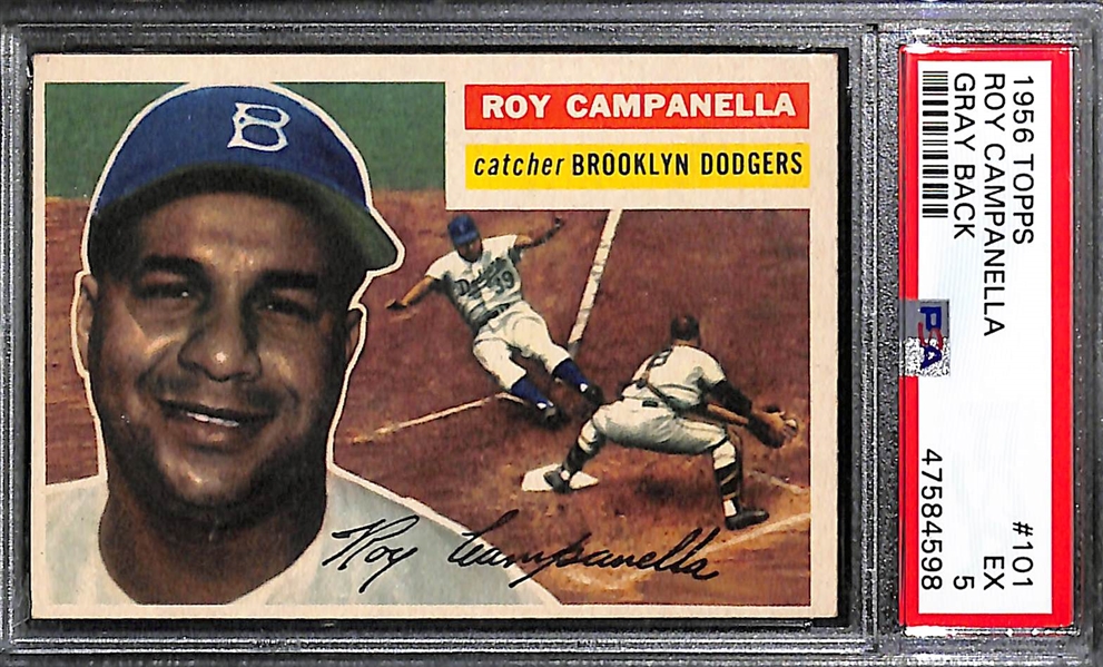1956 Topps Roy Campanella #101 Gray Back Graded PSA 5