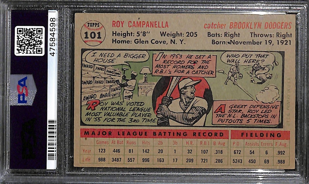 1956 Topps Roy Campanella #101 Gray Back Graded PSA 5