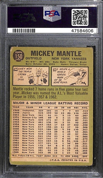 1967 Topps Mickey Mantle #150 Graded PSA 1.5