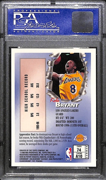 1996-97 Topps Finest Kobe Bryant Rookie #74 (w. Coating) Graded PSA 9