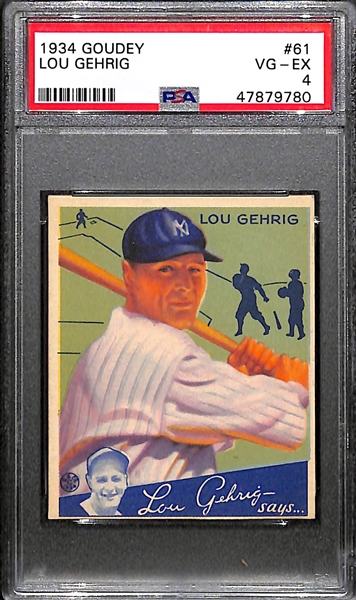 1934 Goudey Lou Gehrig #61 Graded PSA 4 VG-EX