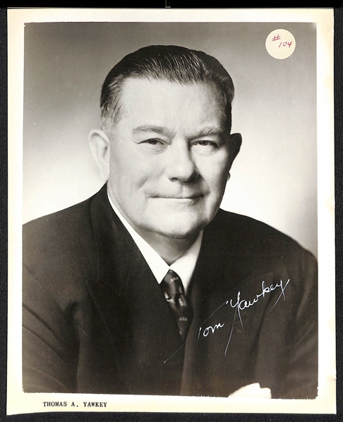 Tom Yawkey (HOF - d. 1976) Signed 8x10 Photo - PSA/DNA Letter of Authenticity (There is a #104 Sticker Affixed to Photo)