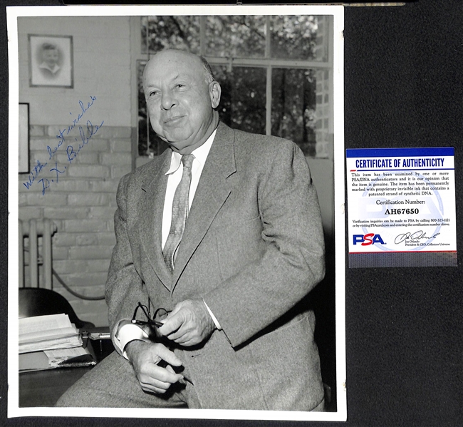 Dana X. Bible (d. 1980 - College Football HOF Coach) Signed 8x10 Photo - PSA/DNA COA