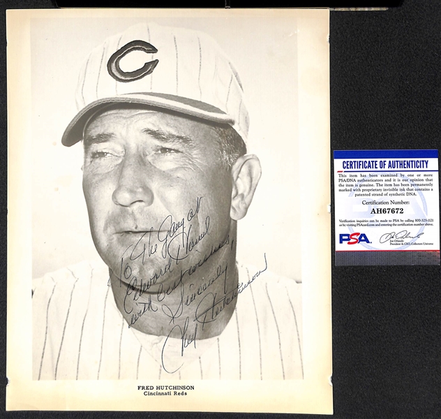 Fred Hutchinson (Rare - d. 1964 at Peak of Managing Career) Signed 8x10 Photo - PSA/DNA COA