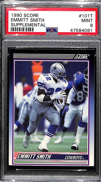 1990 Score Supplemental Emmitt Smith Rookie #101T and 1993 Bowman Derek Jeter Rookie #511 - Both Graded PSA 9 (Mint) 