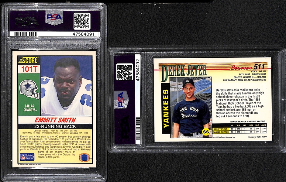 1990 Score Supplemental Emmitt Smith Rookie #101T and 1993 Bowman Derek Jeter Rookie #511 - Both Graded PSA 9 (Mint) 