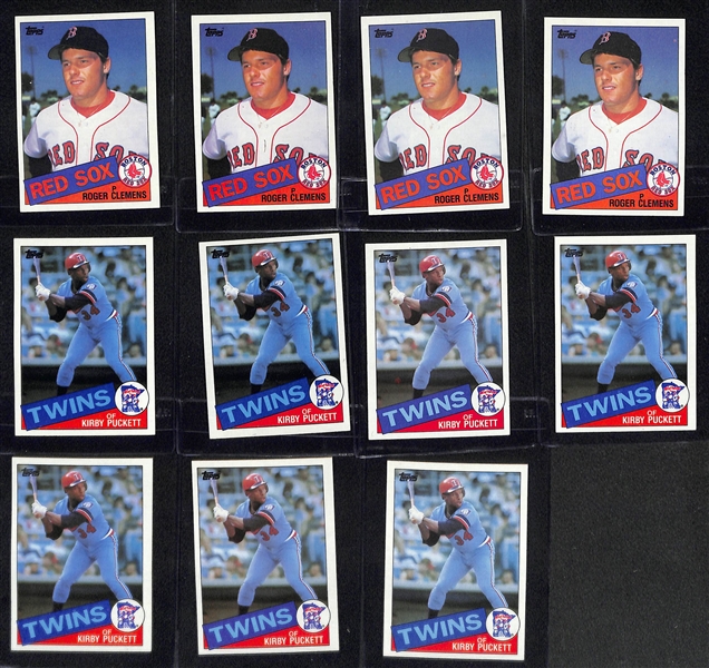 Lot of (79) Baseball Rookies from 1985-1988 - (14) Mark McGwire, (4) Roger Clemens, (7) Puckett, (7) Bo Jackson, (3) Bonds, Maddux, (11) Canseco, (9) Gooden, (13) Glavine, and (10) Smoltz