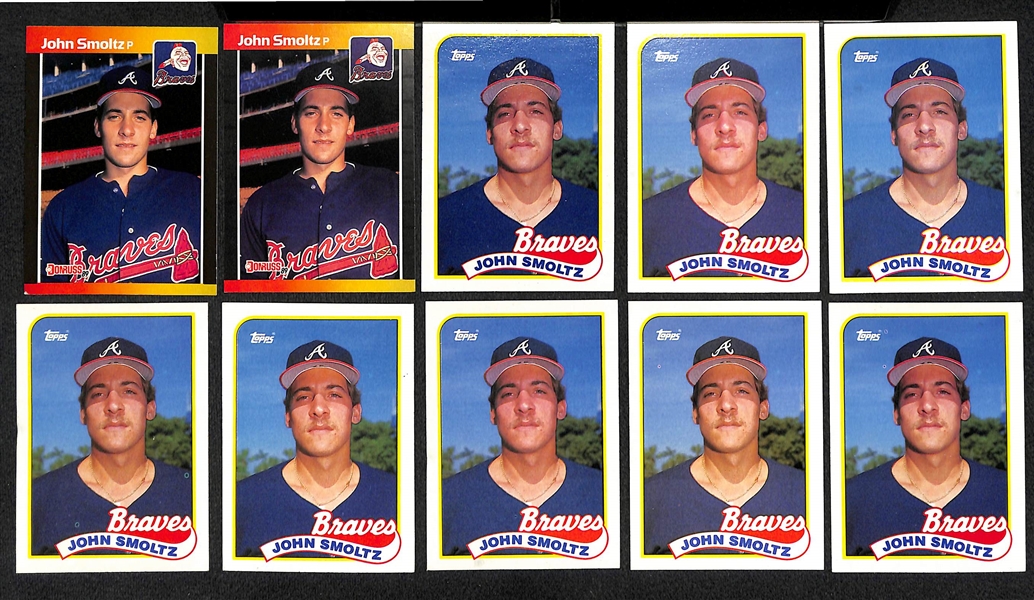Lot of (79) Baseball Rookies from 1985-1988 - (14) Mark McGwire, (4) Roger Clemens, (7) Puckett, (7) Bo Jackson, (3) Bonds, Maddux, (11) Canseco, (9) Gooden, (13) Glavine, and (10) Smoltz