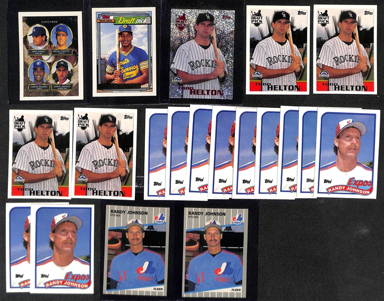 Lot of (54) Baseball Rookies from 1989-1996 - (10) Ken Griffey Jr.,(8) Frank Thomas, Piazza, M. Ramirez, (5) Helton, (13) Randy Johnson, (5) Chipper Jones, (6) Sosa, (2) Mussina, (3) Biggio