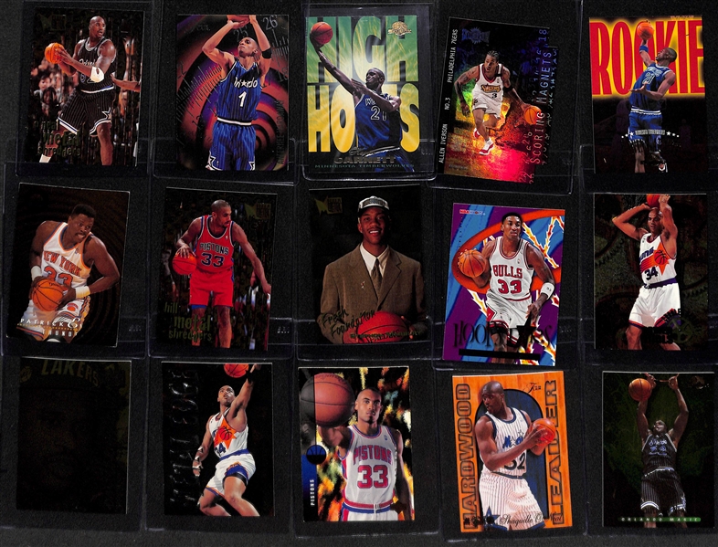 Lot of Over (70) Basketball Rookies, Inserts, and Stars w. Kobe Rookie (Skybox Premium), Michael Jordan cards (Inc. Metal Shredders), and Many Other Rookies (w. Iverson, Duncan, McGrady, Nash)