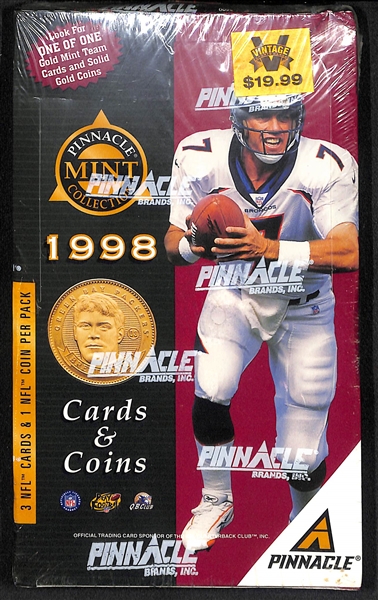 1998 Pinnacle Mint Football Sealed Retail Box (24 packs/72 cards and 24 coins - Peyton Manning and Randy Moss Rookie Year)