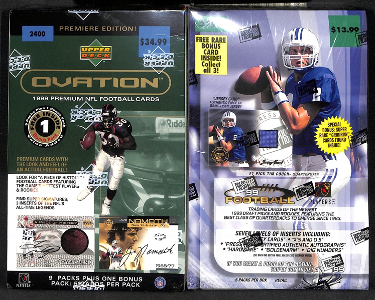 1999 Ovation and PressPass Unopened/Sealed Retail Football Boxes