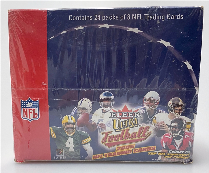 Unopened/Sealed Football Box and Packs w. Sealed 2005 Fleer Ultra 24-Pack Retail Box (A. Rodgers Rookie Year), (2) 1998 Bowman Chrome Packs (P. Manning Rookie Year), and (1) 1998 Bowman's Best Pack...