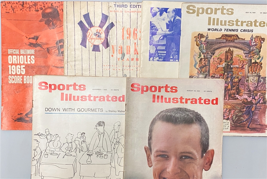 Lot of (12) Sports Books/Magazines/Programs Inc. 1920 Home Run King by Babe Ruth, 1962 & 1965 Yankees Yearbooks