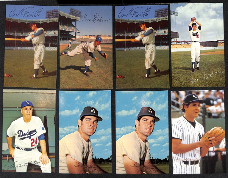 Lot of (112) Yankees & Dodgers Player Picture Postcards 1960s-1980s (63 Yankees, 49 Dodgers) w. Koufax, Drysdale, B. Martin. Munson