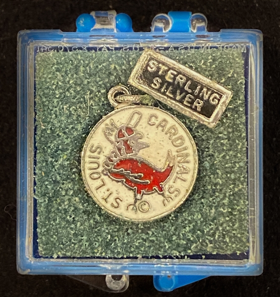 Rare 1967 World Series Champion St. Louis Cardinals Pendant (Sterling Silver), Bell, and Desk Display w. Box from Sportscrafters Post Marked 1967