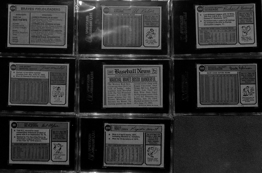 Lot of Signed 1974 Topps Baseball Cards (8 SGC Authenticated) - Autographs inc. E. Mathews, Kaline, Gossage, (2) Marichal, (2) B. Robinson, Blyleven, Palmer (JSA LOA)