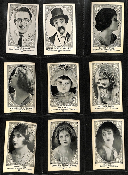 1922 E123 American Caramel Movie Actors Partial Set (Includes 102 of 120 cards) w. Will Rogers