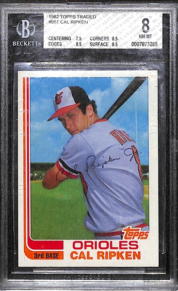 1982 Topps Traded Set w. BGS 8 Cal Ripken Jr.