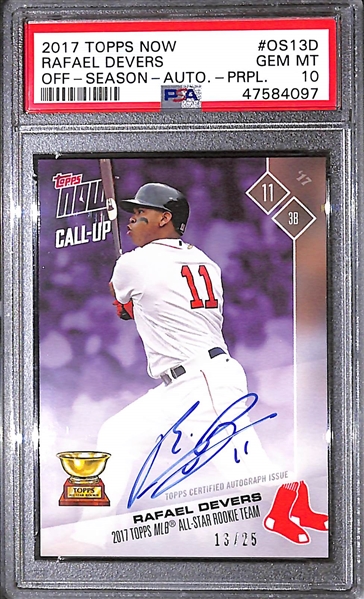2017 Topps Now Call-Up Rafael Dever All-Star Rookie Autograph #ed 13/25 PSA 10 Gem Mint
