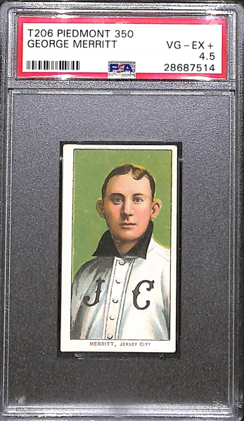 1909-11 T206 George Merritt Tobacco Card - Piedmont 350 Back - PSA 4.5