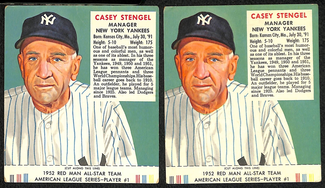 Lot of (14) 1952 Red Man Cards with Tabs w. PeeWee Reese