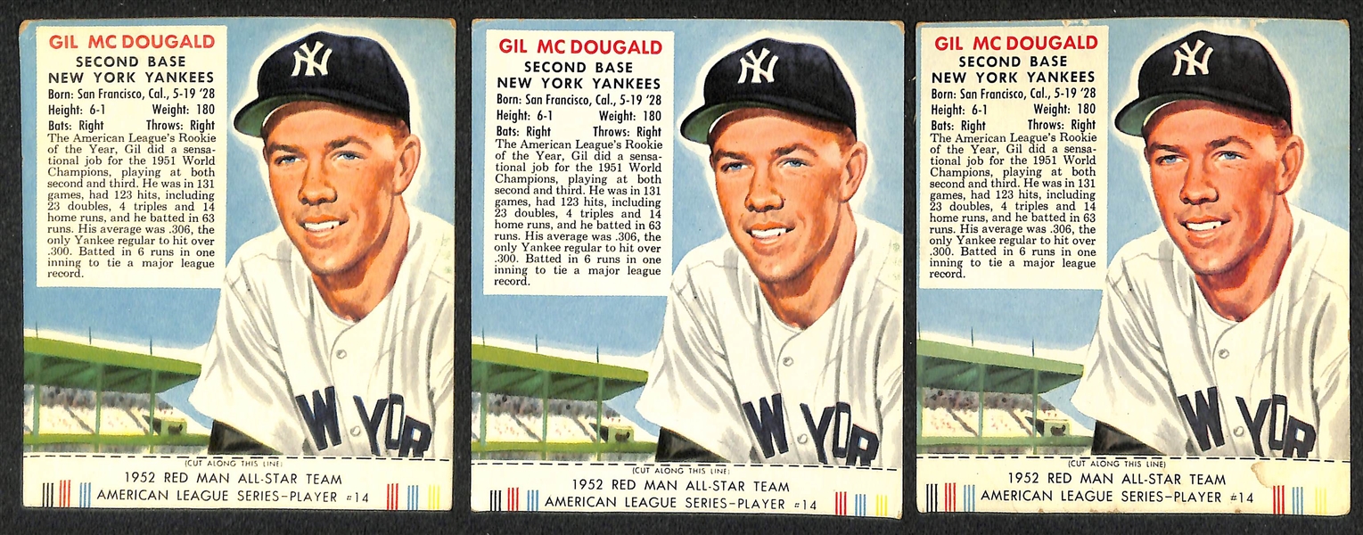 Lot of (14) 1952 Red Man Cards with Tabs w. PeeWee Reese