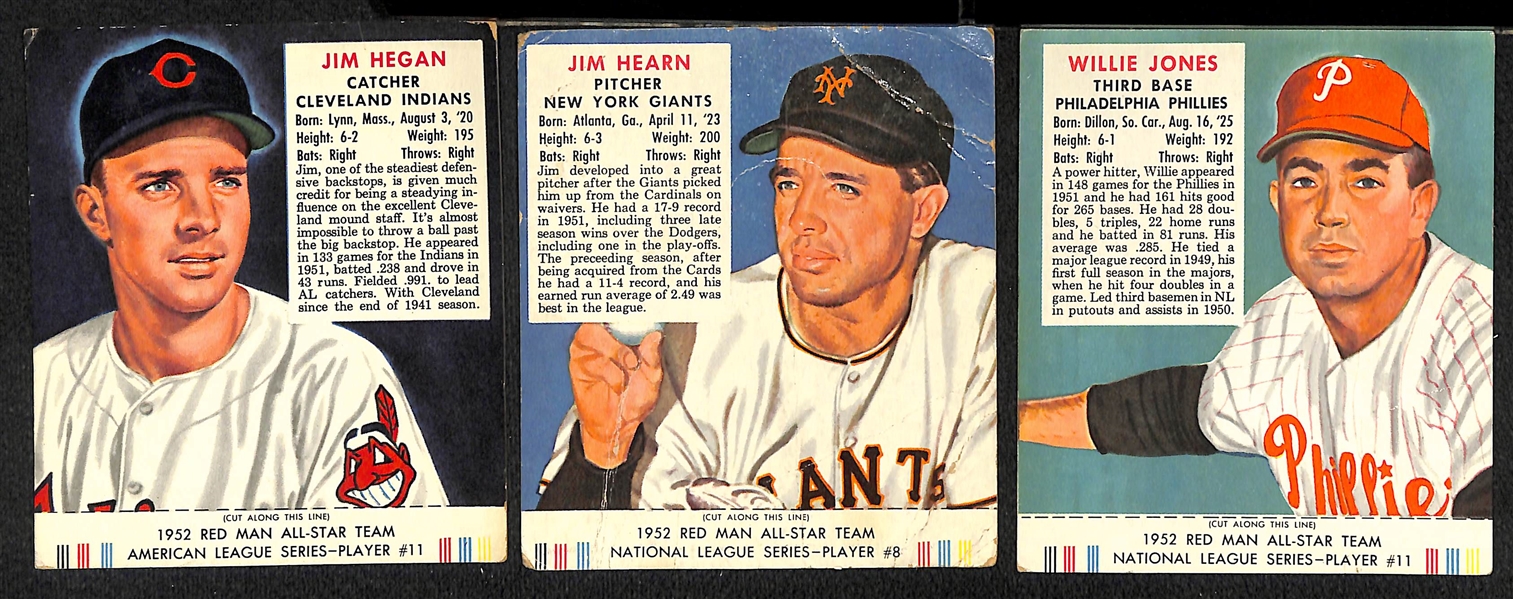 Lot of (14) 1952 Red Man Cards with Tabs w. PeeWee Reese