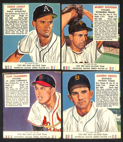 Lot of (14) 1952 Red Man Cards with Tabs w. PeeWee Reese