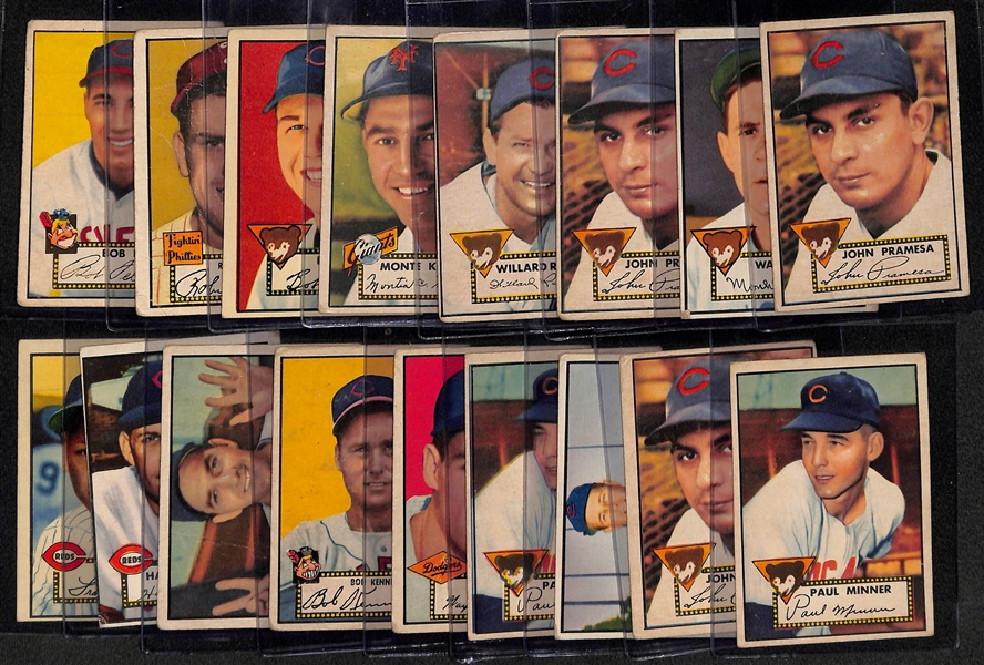 Lot of (17) 1952 Topps Baseball Cards w. Bob Feller