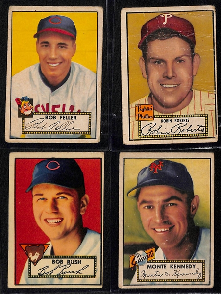 Lot of (17) 1952 Topps Baseball Cards w. Bob Feller