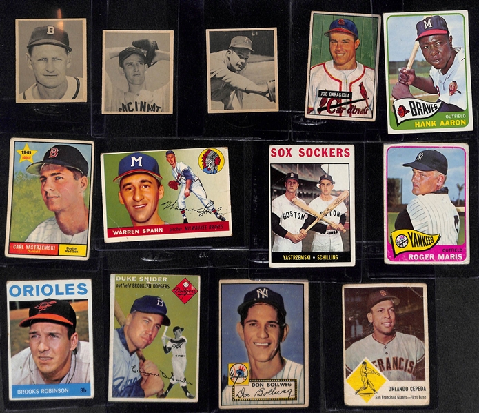 Lot of (60) Vintage Topps & Bowman Baseball Cards from 1948-1965 w. 1951 Bowman Joe Garagiola