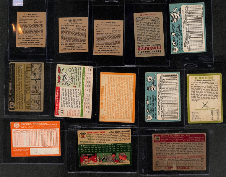 Lot of (60) Vintage Topps & Bowman Baseball Cards from 1948-1965 w. 1951 Bowman Joe Garagiola
