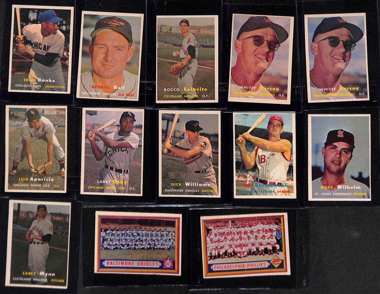 Lot of (115) 1957 Topps Baseball Cards w. Ernie Banks