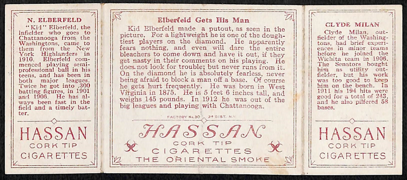 1912 T202 Hassan Triple Folder Elberfeld Gets His Man