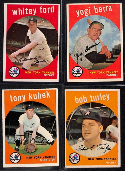 1959 Topps Partial Set of 131 Cards w. Mantle, Stars, & High Numbers