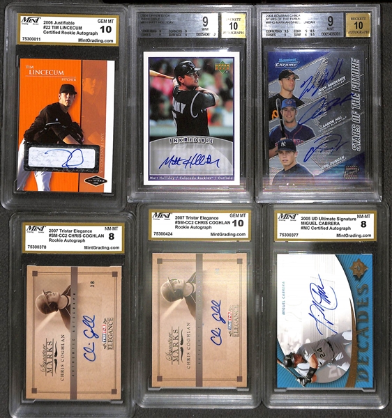 Lot of (17) Graded Baseball Cards from 1961-2014 w. 2006 Tim Lincecum Auto Rookie & Jay Publishing Cards 